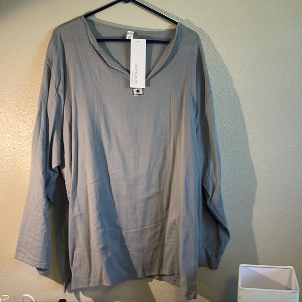 Gray Lightweight V-Neck Shirt Jacket